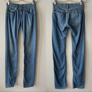 Rag & Bone Denim Blue Paper bag Skinny Pants - Size: 24